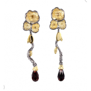 Floral Dangle Earrings with Yarn