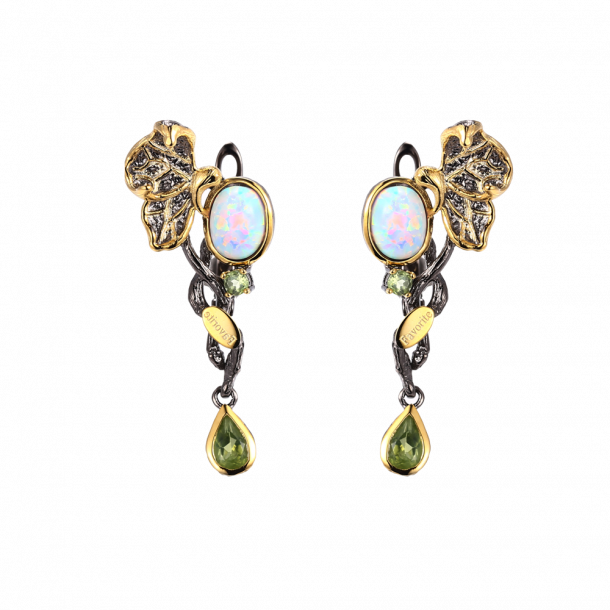 Earrings With Opal and Peridot