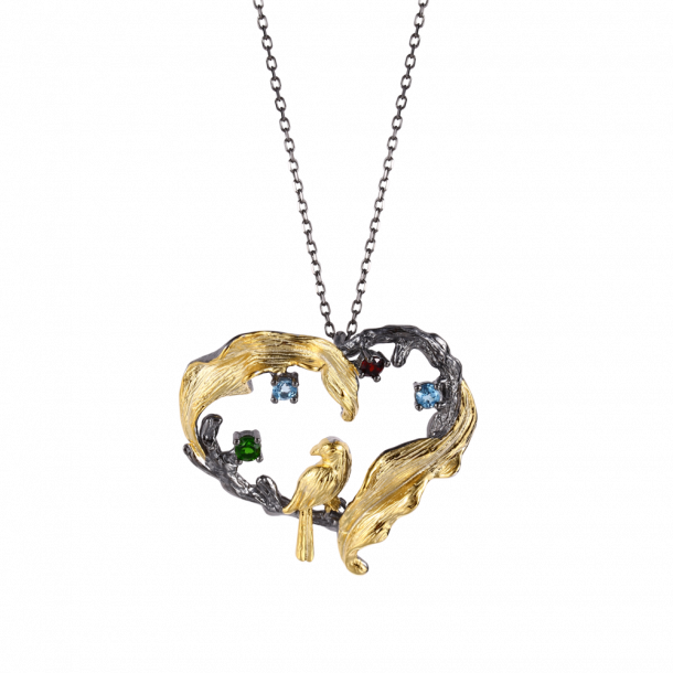 Designers Favorites Necklace - Bird and colorful stones