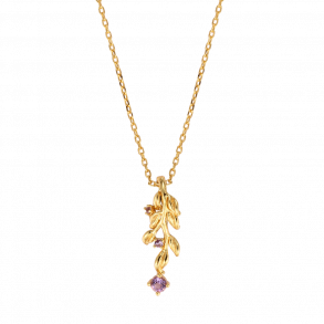 Bladgren Halskde Med Ametyst