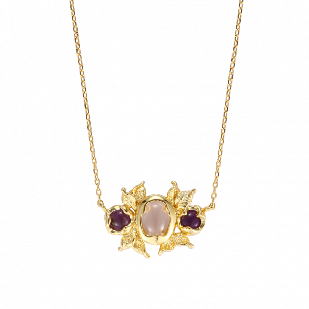 Designers Favorites Necklace - Gold plated Rosequartz and amethyst