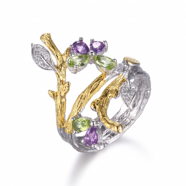 Sommerfugl ring Med delsten 