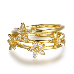 Ring Med Blomster - Guldeblagt