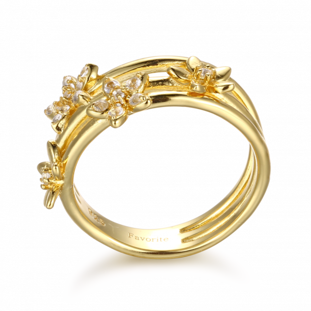 Ring Med Blomster - Guldeblagt