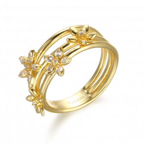 Ring Med Blomster - Guldeblagt