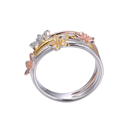 Ring Med Topas Og Blomster - 3 farver