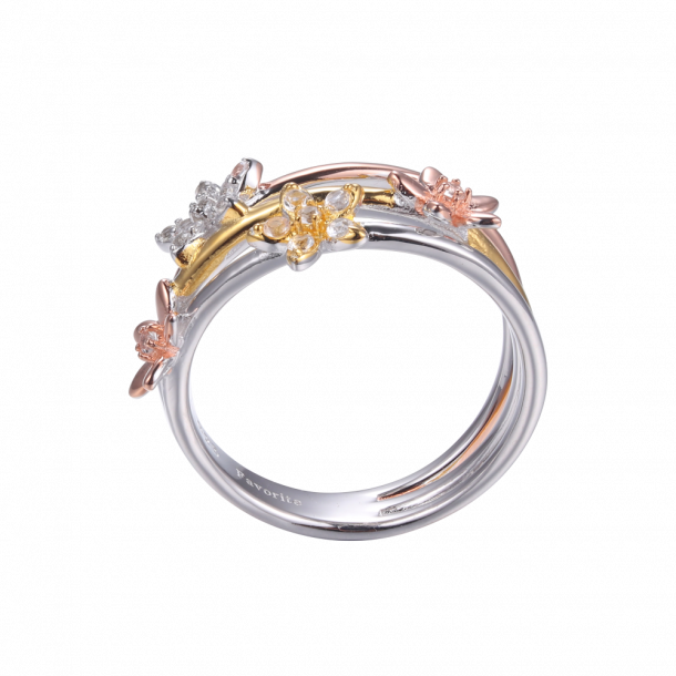 Ring Med Topas Og Blomster - 3 farver