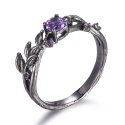 Oxideret S�lv Ring - Ametyst