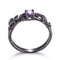 Oxideret S�lv Ring - Ametyst