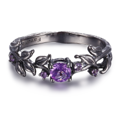 Oxideret S�lv Ring - Ametyst