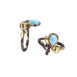 Ring med turkis sten - Larimar