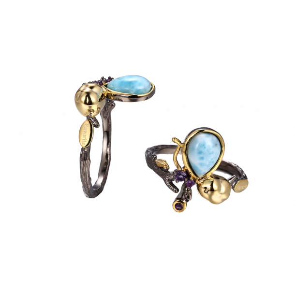 Ring med turkis sten - Larimar