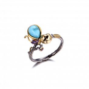 Ring med turkis sten - Larimar