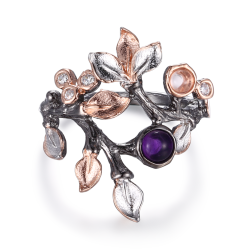 Oxideret slv ring gte sten