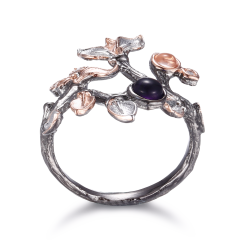 Oxideret slv ring gte sten