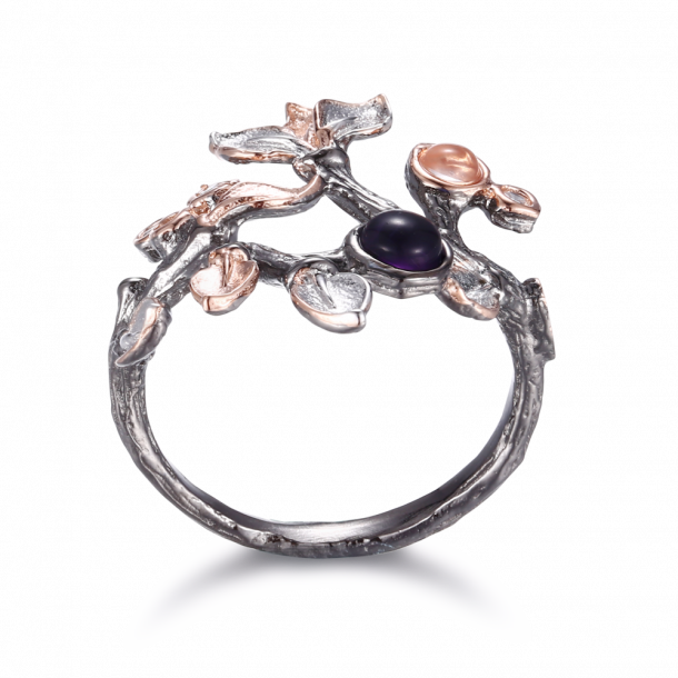 Oxideret slv ring gte sten