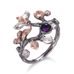 Oxideret slv ring gte sten