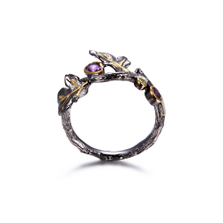 Ametyst ring oxideret