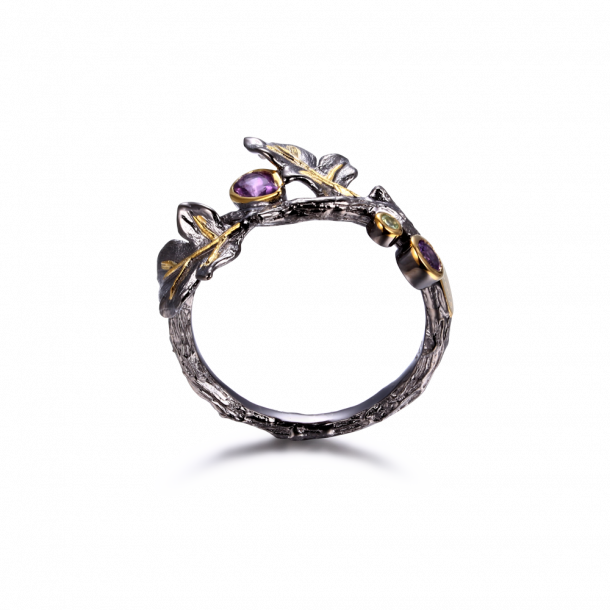 Ametyst ring oxideret
