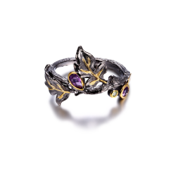 Ametyst ring oxideret