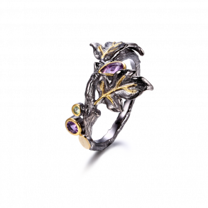 Ametyst ring oxideret