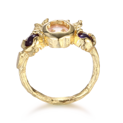 Rosakvarts Ring - Guldbelagt