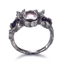 Oxideret slv ring - Rosakvarts