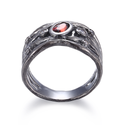 Granat Ring Med �gte Sten