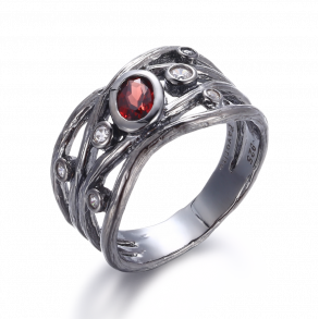 Granat Ring Med gte Sten