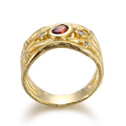 Granat Ring Guldbelagt S�lv