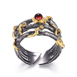 Granat Ring Justerbar