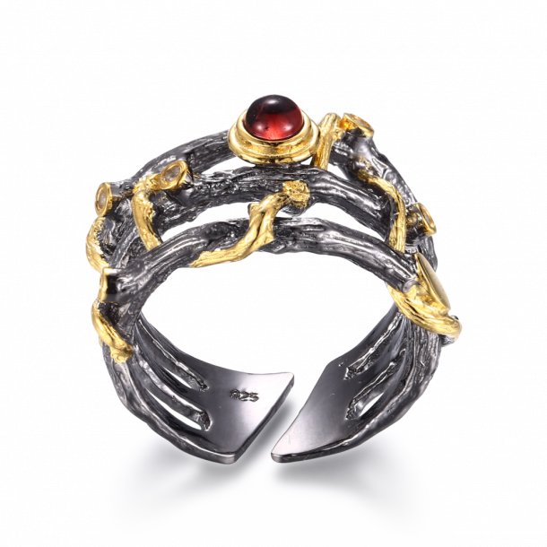 Granat Ring Justerbar