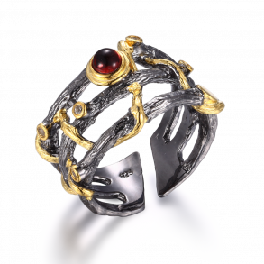 Granat Ring Justerbar