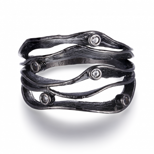 Mrk Ring Med Hvid Topas