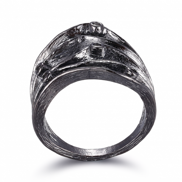 Mrk Ring Med Hvid Topas