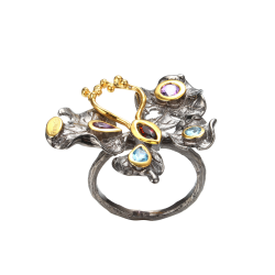 Sommerfugl Ring Med �gte Sten