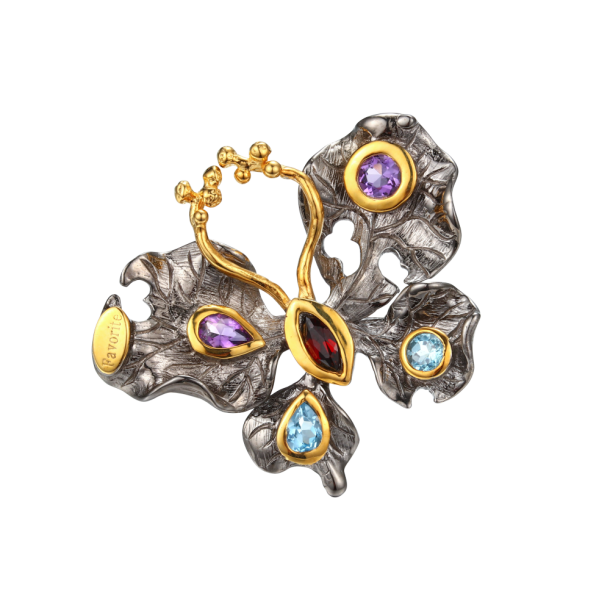 Sommerfugl Ring Med �gte Sten