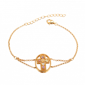 Cross Bracelet Silver - With Real Gemstones