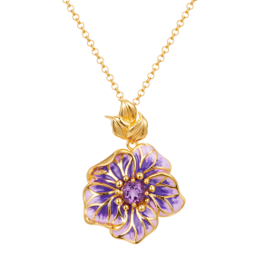 Kirsebr Blomst Halskde Guldbelagt