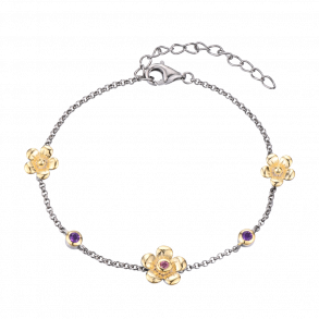 Flowers Armbnd - Dark Silver
