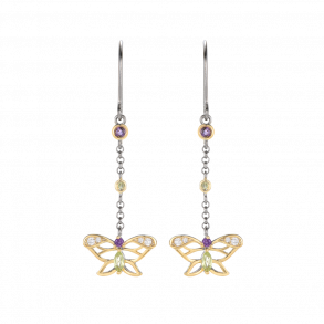Butterfly Earrings With Amethyst and peridot