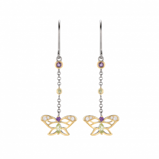 Butterfly Earrings With Amethyst and peridot