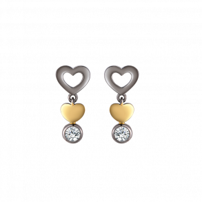 Heart Earrings With Topaz - Dark silver