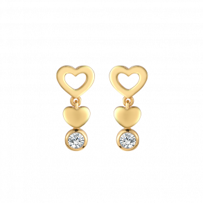 Heart Earrings With Topaz - Goldplated