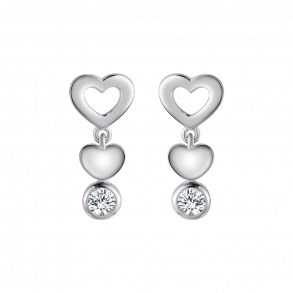 Heart Earrings With Topaz - Silver 