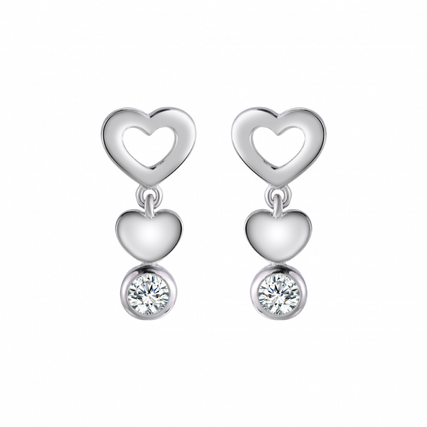 Heart Earrings With Topaz - Silver 