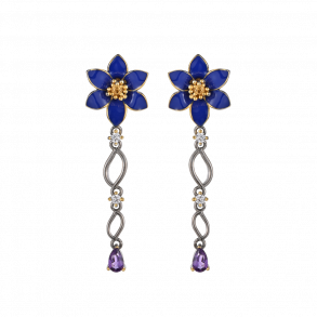 Anemone Earrings Long - Dark silver