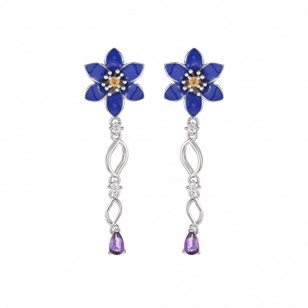 Anemone Earrings Long - Silver