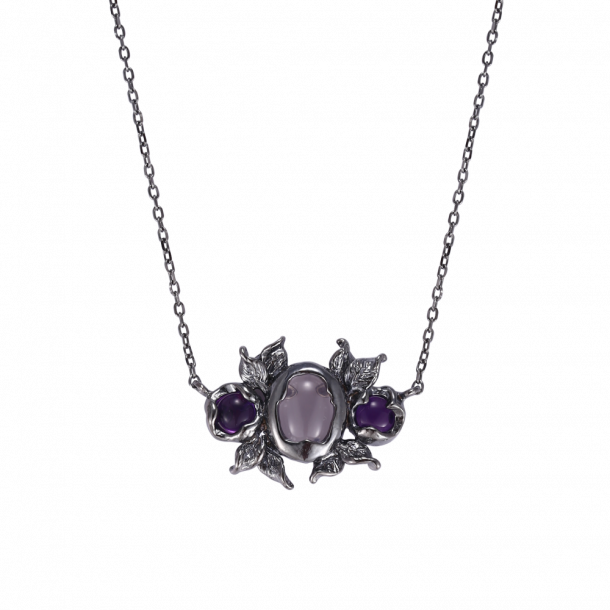 Designers Favorites Necklace - dark rhodium plated with amethyst