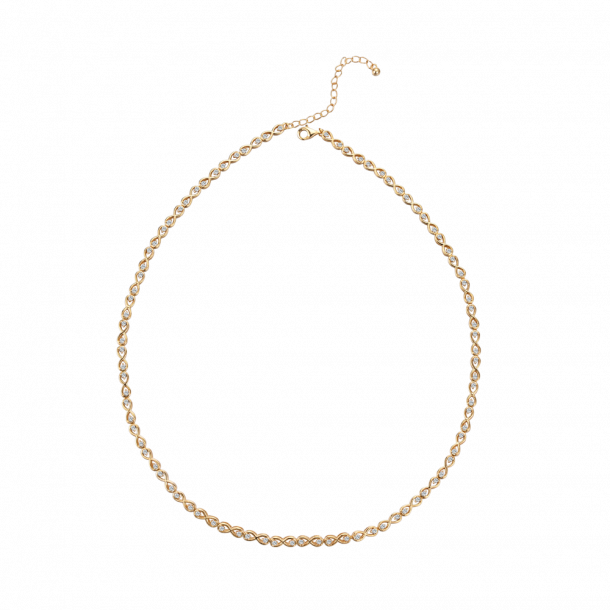 Infinity Necklace With Stones Goldplated